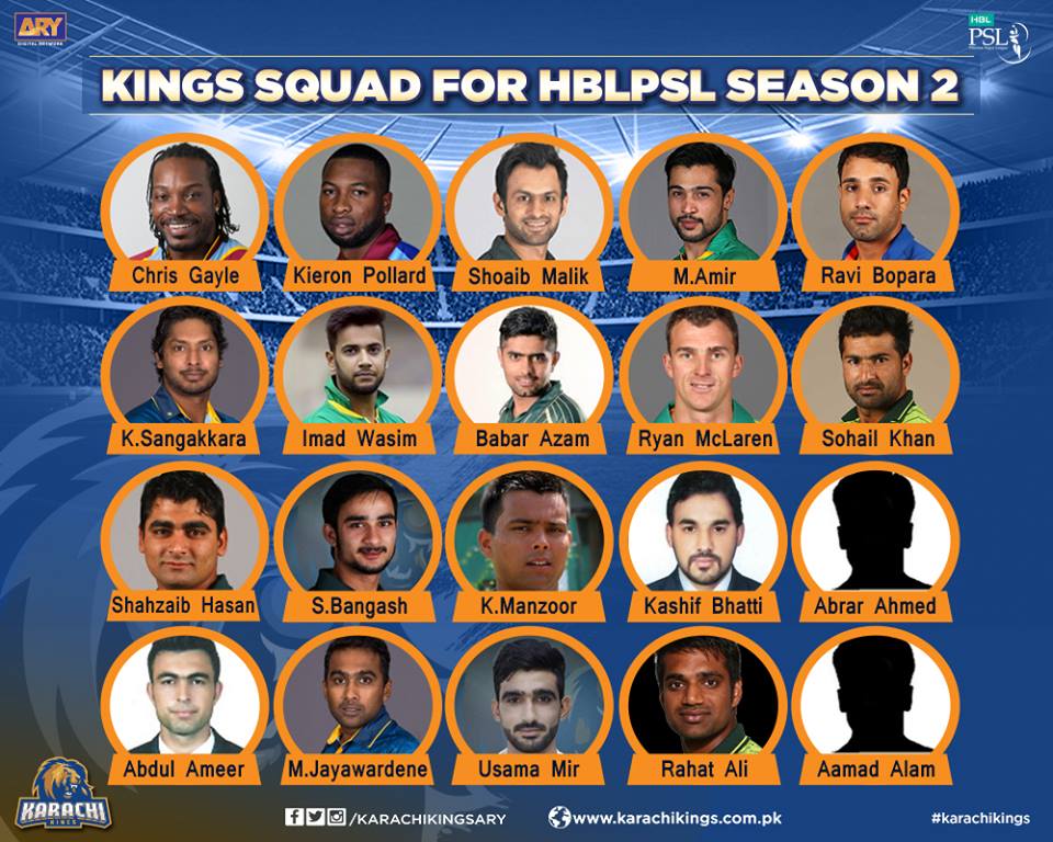 List of Karachi King Players in PSL 2017