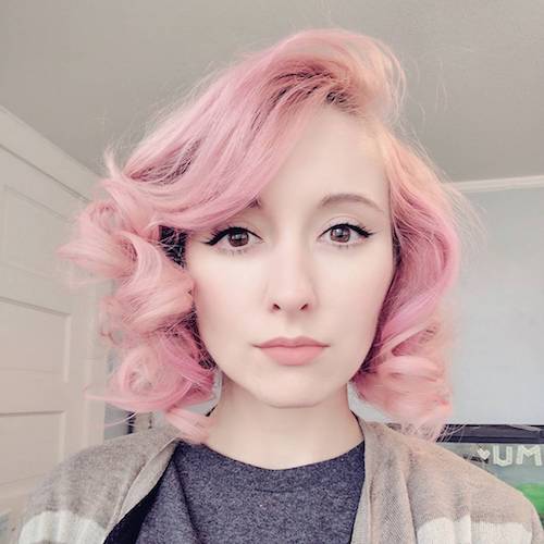 wavy pastel pink hair color