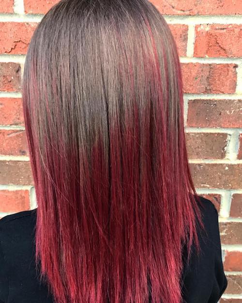 ruby red ombre hairstyle