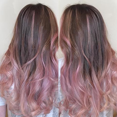 dusty pink hair color highlights