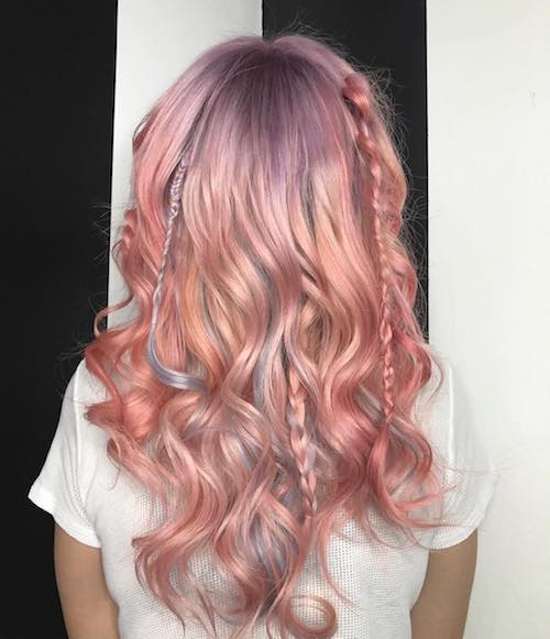 rose gold hair color with braids
