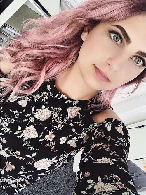 long wavy dusty pink hair color