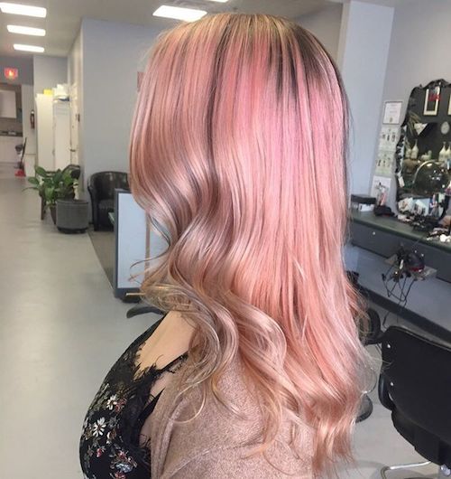 long rose gold hair color