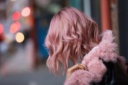 short wavy dusty pink hair color