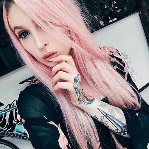 straight pastel pink hair color